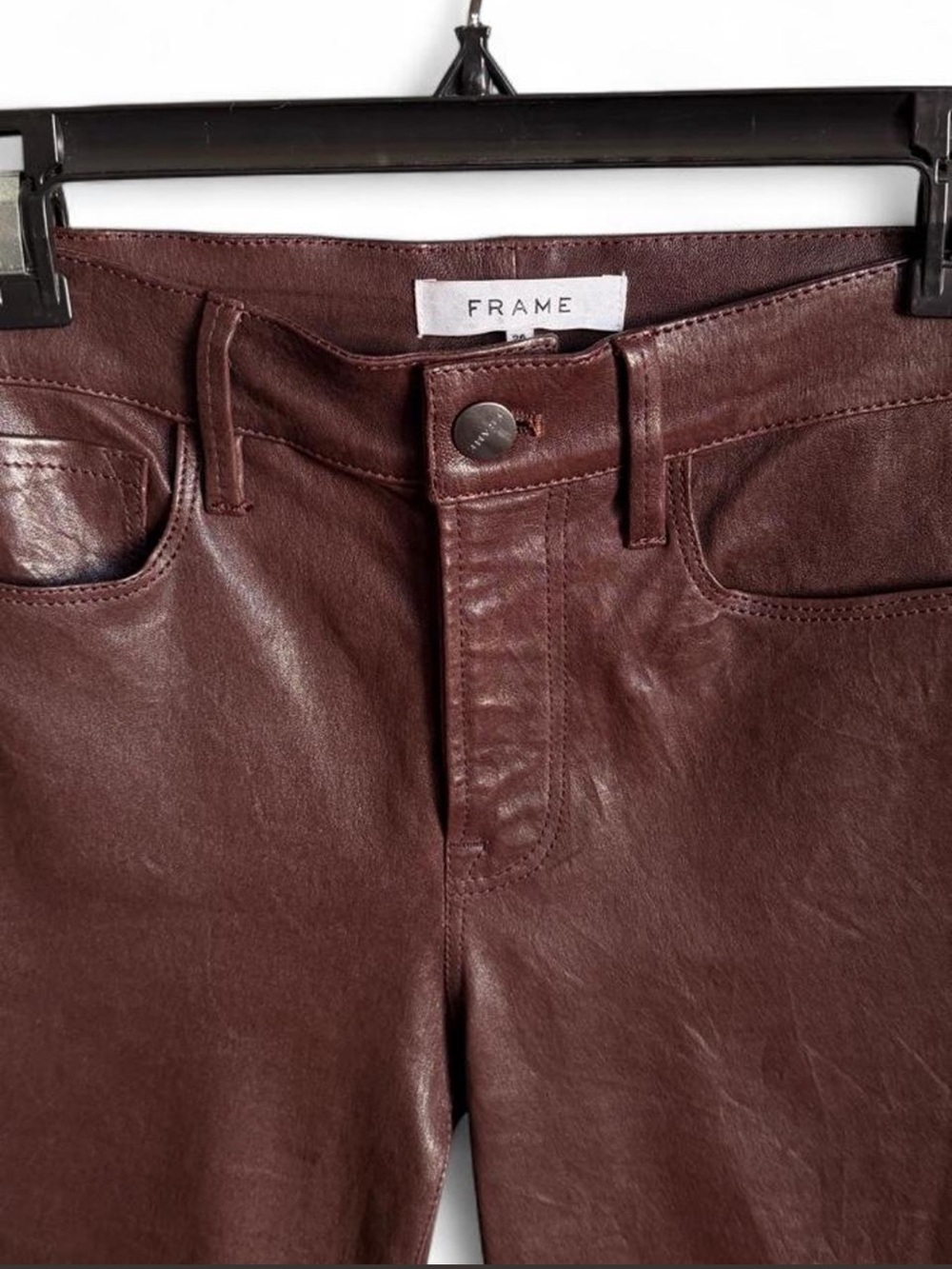 Frame Denim Women's Brown Espresso Leather Le Crop Mini Boot 26"